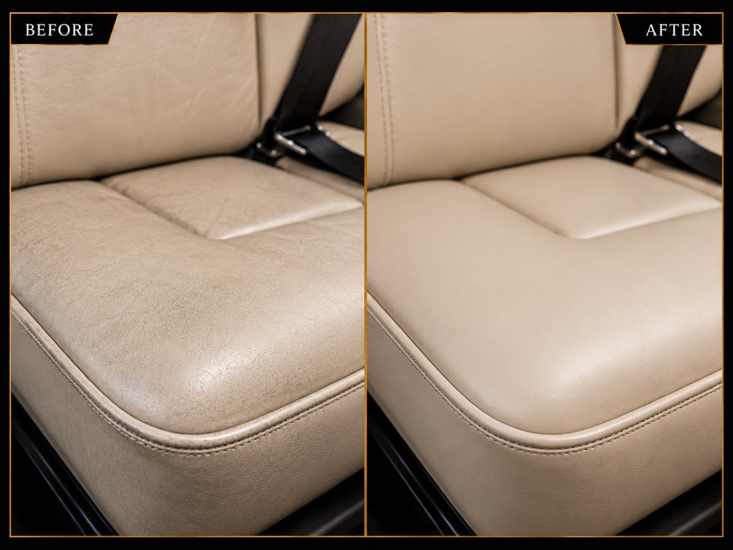 Before and after leather seat detailing