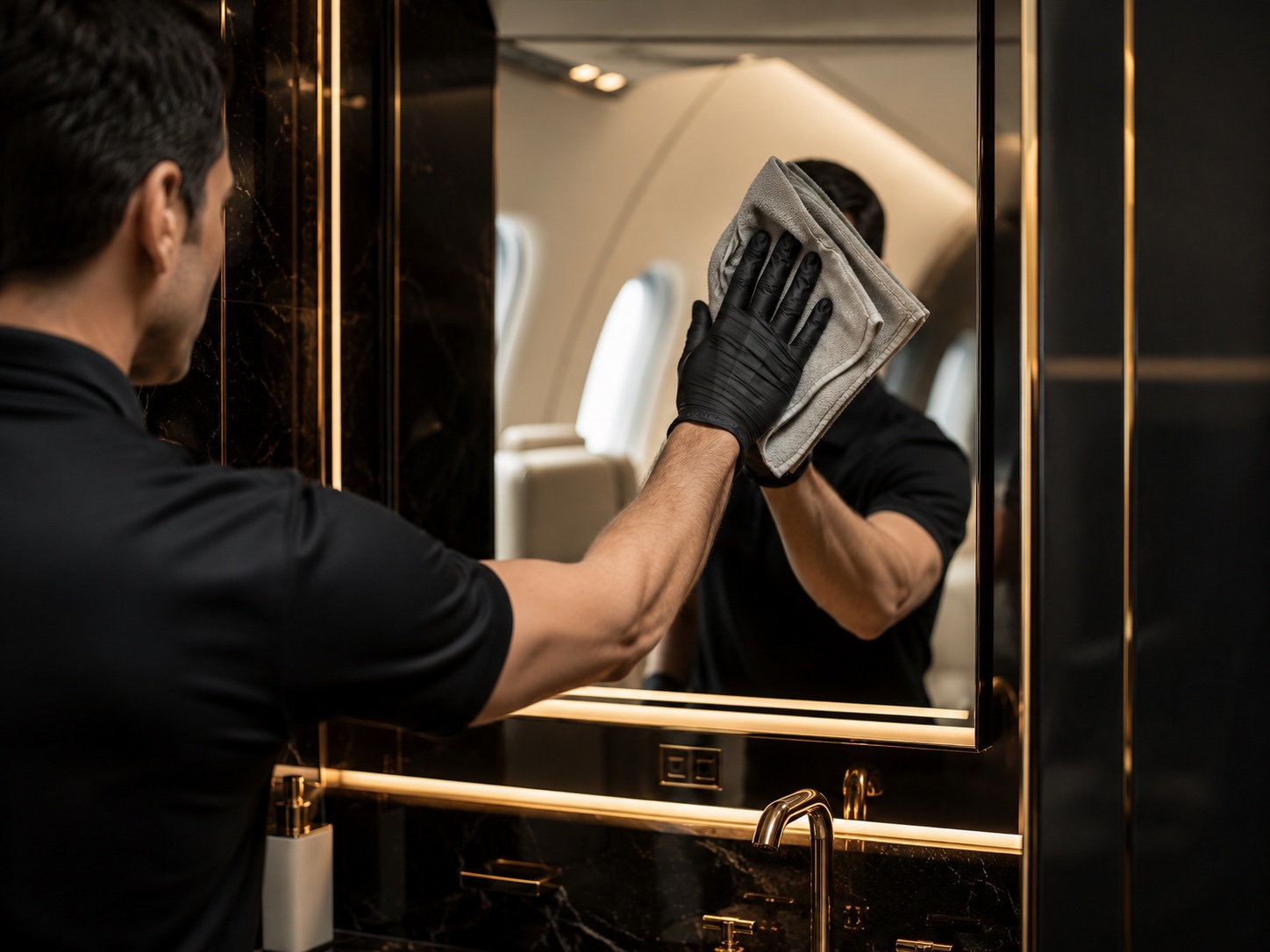 Aircraft mirror and glass cleaning
