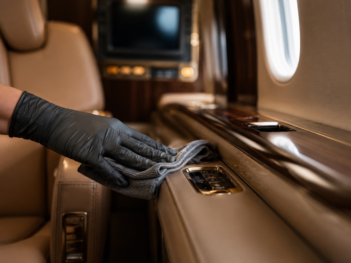 High-touch aircraft surface cleaning